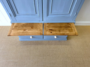 A Beautiful Blue English 19th Century Pine Housekeeper's Cupboard