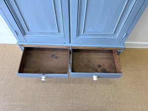 A Beautiful Blue English 19th Century Pine Housekeeper's Cupboard
