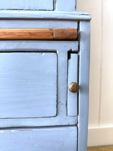 A Beautiful Blue English 19th Century Pine Housekeeper's Cupboard