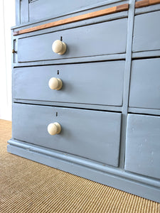 A Beautiful Blue English 19th Century Pine Housekeeper's Cupboard