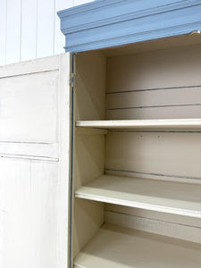 A Beautiful Blue English 19th Century Pine Housekeeper's Cupboard
