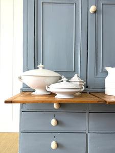 A Beautiful Blue English 19th Century Pine Housekeeper's Cupboard