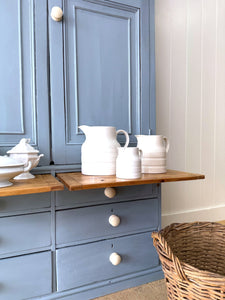 A Beautiful Blue English 19th Century Pine Housekeeper's Cupboard
