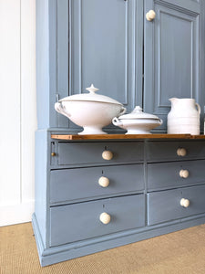 A Beautiful Blue English 19th Century Pine Housekeeper's Cupboard