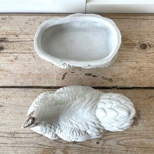 Vintage White Hen Covered Box