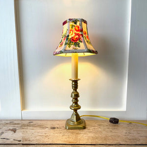 Antique English Brass Candlestick Lamp