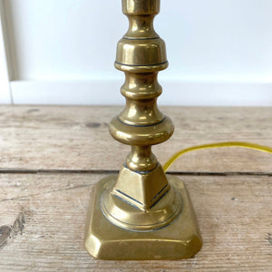 Antique English Brass Candlestick Lamp
