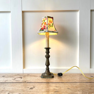 Antique English Brass Candlestick Lamp