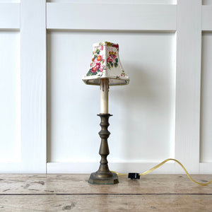 Antique English Brass Candlestick Lamp