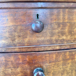 A Large Antique English Bow Front Mahogany Chest of Drawers