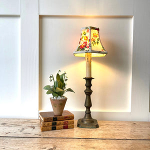 Antique English Brass Candlestick Lamp
