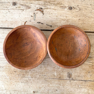 Pair of Vintage Black Cherry Burlwood Bowls
