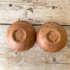 Pair of Vintage Black Cherry Burlwood Bowls