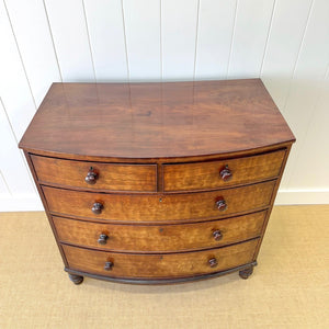 A Large Antique English Bow Front Mahogany Chest of Drawers