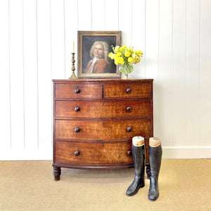 A Large Antique English Bow Front Mahogany Chest of Drawers