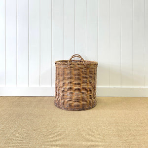 A Large Vintage English Wicker Log Basket