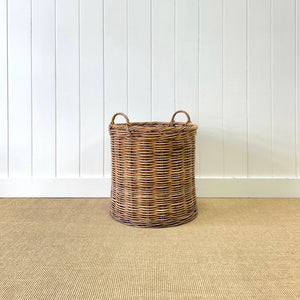 A Large Vintage English Wicker Log Basket