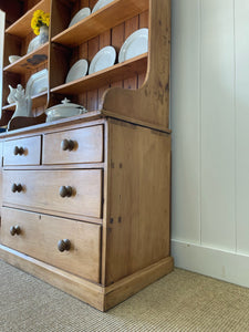 A 19th Century Pine Welsh Dresser or Cupboard with Wood and Brass Hardware