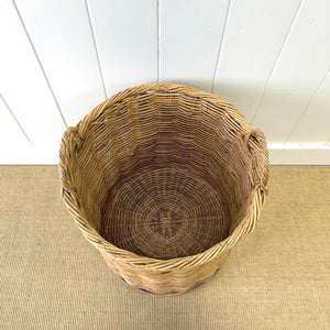 A Large Vintage English Wicker Log Basket