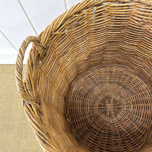 A Large Vintage English Wicker Log Basket