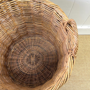 A Large Vintage English Wicker Log Basket