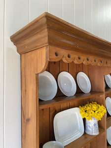 A 19th Century Pine Welsh Dresser or Cupboard with Wood and Brass Hardware