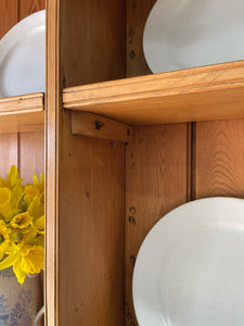 A 19th Century Pine Welsh Dresser or Cupboard with Wood and Brass Hardware