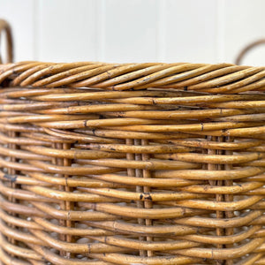 A Large Vintage English Wicker Log Basket