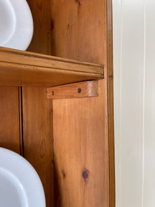 A 19th Century Pine Welsh Dresser or Cupboard with Wood and Brass Hardware