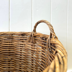 A Large Vintage English Wicker Log Basket