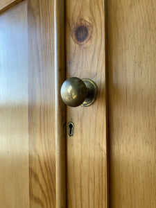 A 19th Century Pine Welsh Dresser or Cupboard with Wood and Brass Hardware