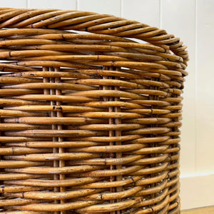 A Large Vintage English Wicker Log Basket