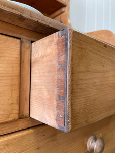 A 19th Century Pine Welsh Dresser or Cupboard with Wood and Brass Hardware