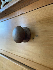 A 19th Century Pine Welsh Dresser or Cupboard with Wood and Brass Hardware