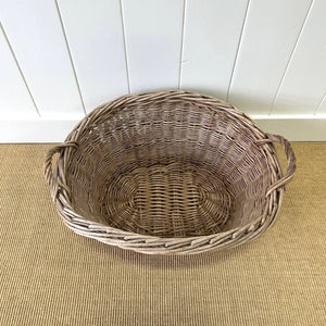A Vintage Wicker Linen Basket