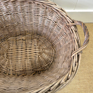 A Vintage Wicker Linen Basket