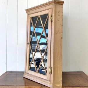 An Antique English Pine Wall Hanging Corner Cupboard