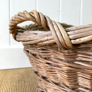 A Vintage Wicker Linen Basket