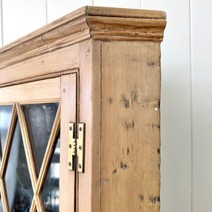 An Antique English Pine Wall Hanging Corner Cupboard