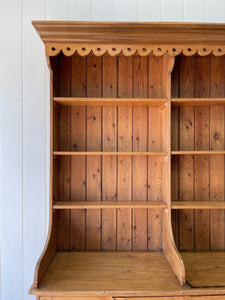 A 19th Century Pine Welsh Dresser or Cupboard with Wood and Brass Hardware