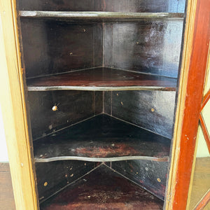 An Antique English Pine Wall Hanging Corner Cupboard