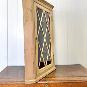 An Antique English Pine Wall Hanging Corner Cupboard