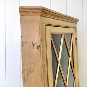 An Antique English Pine Wall Hanging Corner Cupboard