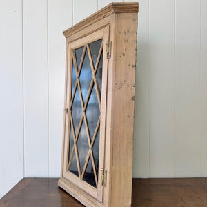 An Antique English Pine Wall Hanging Corner Cupboard