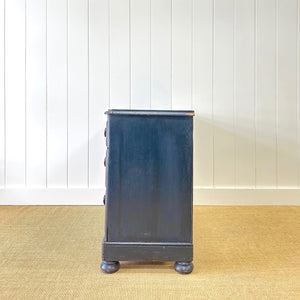 A Dark Blue English Pine Chest of Drawers Dresser c1890
