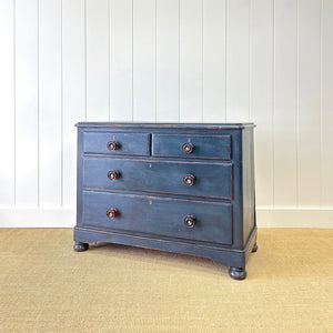 A Dark Blue English Pine Chest of Drawers Dresser c1890