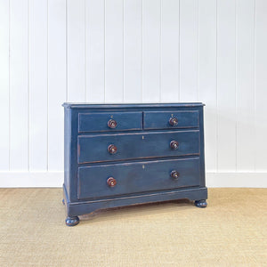 A Dark Blue English Pine Chest of Drawers Dresser c1890