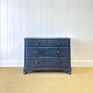 A Dark Blue English Pine Chest of Drawers Dresser c1890