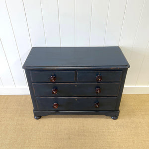 A Dark Blue English Pine Chest of Drawers Dresser c1890
