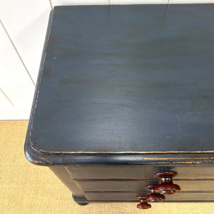 A Dark Blue English Pine Chest of Drawers Dresser c1890